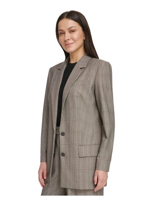 DKNY Women's Plaid Two-Button Blazer