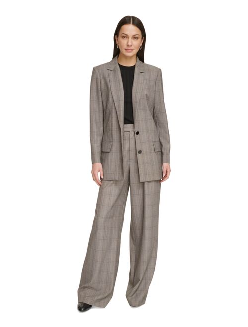 DKNY Women's Plaid Two-Button Blazer