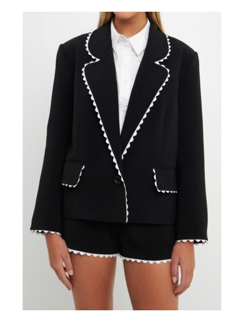 ENGLISH FACTORY Women's Rickrack Edge Blazer