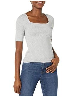 Women's Slim-Fit Half Sleeve Square Neck T-Shirt