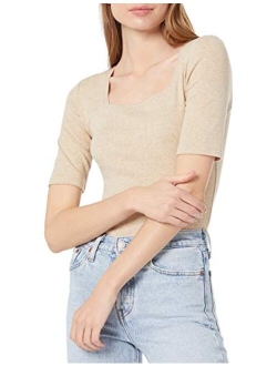 Women's Slim-Fit Half Sleeve Square Neck T-Shirt