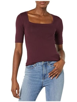 Women's Slim-Fit Half Sleeve Square Neck T-Shirt