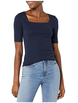 Women's Slim-Fit Half Sleeve Square Neck T-Shirt