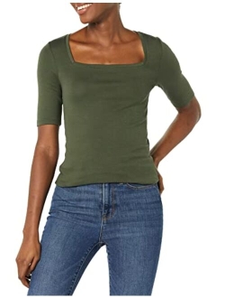 Women's Slim-Fit Half Sleeve Square Neck T-Shirt