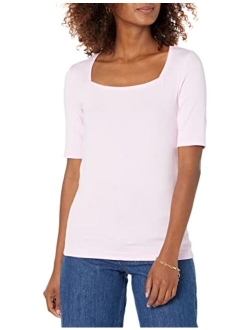 Women's Slim-Fit Half Sleeve Square Neck T-Shirt