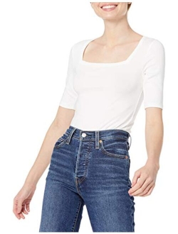 Women's Slim-Fit Half Sleeve Square Neck T-Shirt