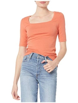 Women's Slim-Fit Half Sleeve Square Neck T-Shirt