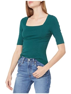 Women's Slim-Fit Half Sleeve Square Neck T-Shirt