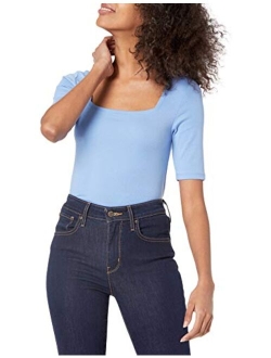 Women's Slim-Fit Half Sleeve Square Neck T-Shirt