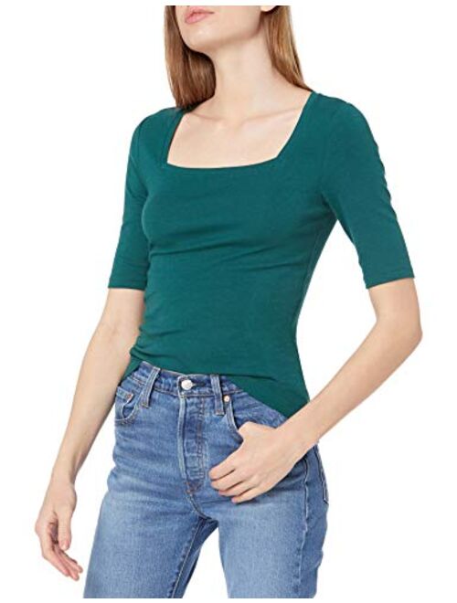 Amazon Essentials Women's Slim-Fit Half Sleeve Square Neck T-Shirt