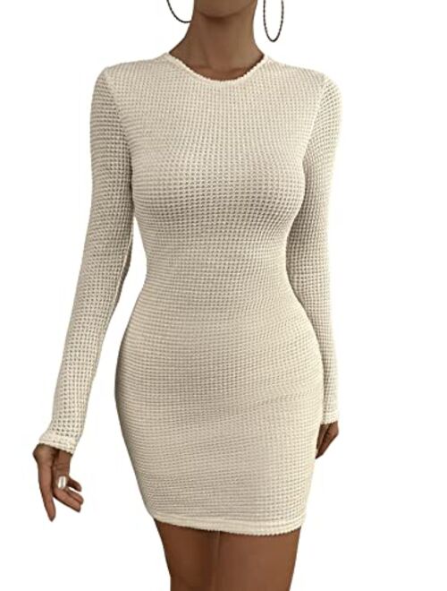 SOLY HUX Women's Tie Backless Long Sleeve Bodycon Mini Dress Sexy Dresses