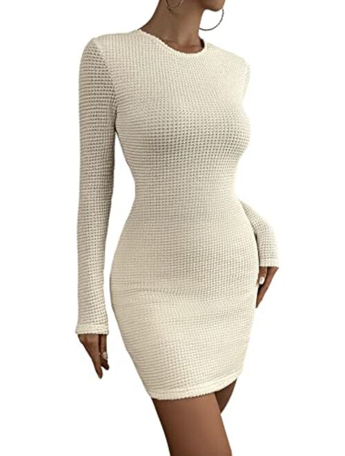 SOLY HUX Women's Tie Backless Long Sleeve Bodycon Mini Dress Sexy Dresses