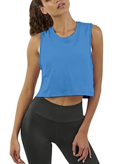 Mippo Womens Workout Crop Tops Cute Sheer Mesh Back Gym Yoga Tank Tops Muscle Tee