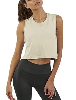 Mippo Womens Workout Crop Tops Cute Sheer Mesh Back Gym Yoga Tank Tops Muscle Tee