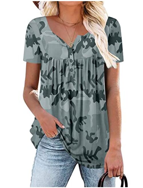 ROSELINLIN Womens Short Sleeve Shirts Loose Fit Summer Tops for Leggings