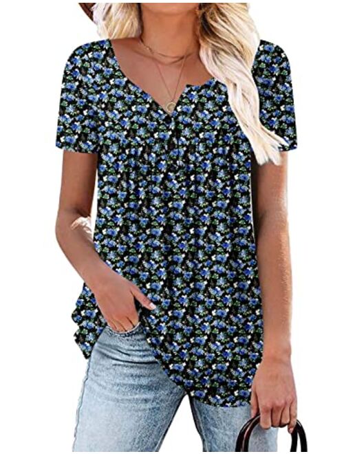 ROSELINLIN Womens Short Sleeve Shirts Loose Fit Summer Tops for Leggings