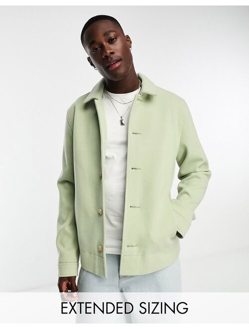 ASOS DESIGN oversized wool-look shacket in green