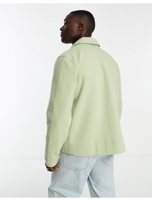 ASOS DESIGN oversized wool-look shacket in green