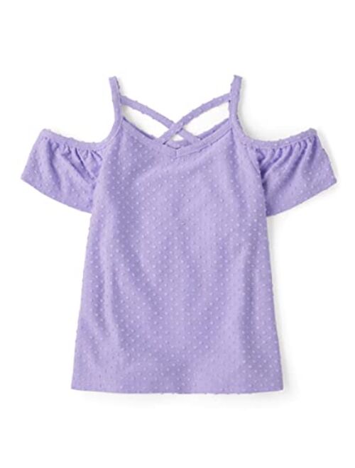 The Children's Place Girls' Short Sleeve Cold Shoulder Tops