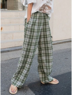 Plaid Slant Pocket Pants