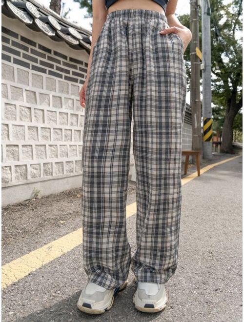 DAZY Plaid Slant Pocket Pants