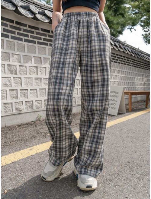 DAZY Plaid Slant Pocket Pants