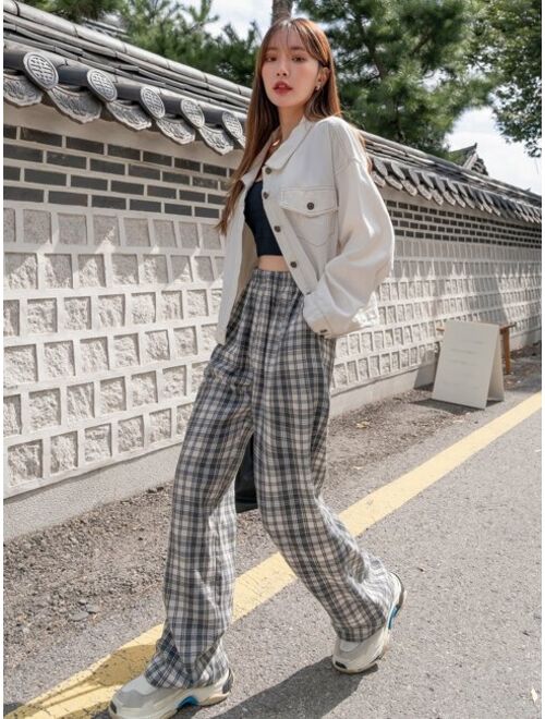 DAZY Plaid Slant Pocket Pants