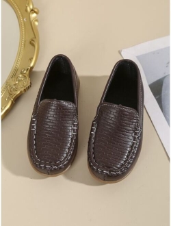 Boys Geometric Embossed Flat Loafers Fashionable Blue Flats