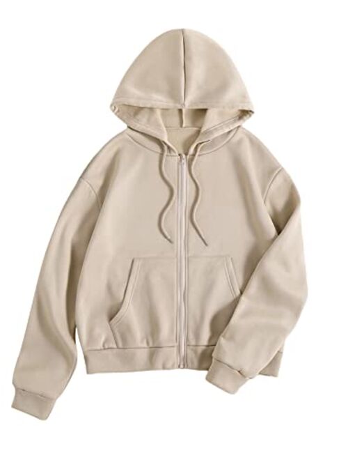 SOLY HUX Women's Zip Up Long Sleeve Drawstring Hoodie Pocket Sweatshirt Jacket