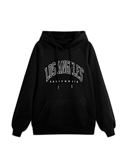 Women's Graphic Oversized Crewneck Sweatshirts Fashion Cute Los Angeles California Teen Baggy Vintage Hoodie