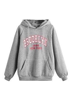 Women's Graphic Oversized Crewneck Sweatshirts Fashion Cute Los Angeles California Teen Baggy Vintage Hoodie