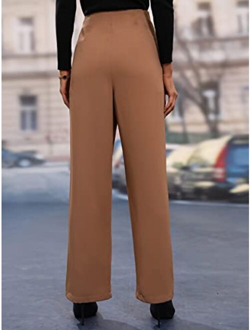 SOLY HUX Women's Casual High Waisted Straight Leg Work Pants Trousers