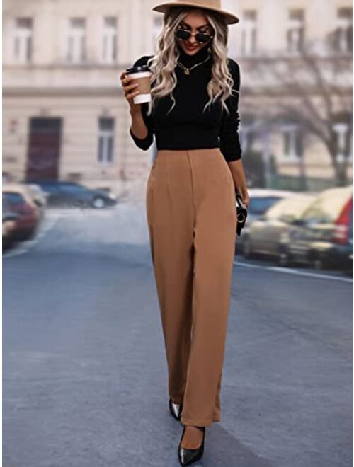 SOLY HUX Women's Casual High Waisted Straight Leg Work Pants Trousers