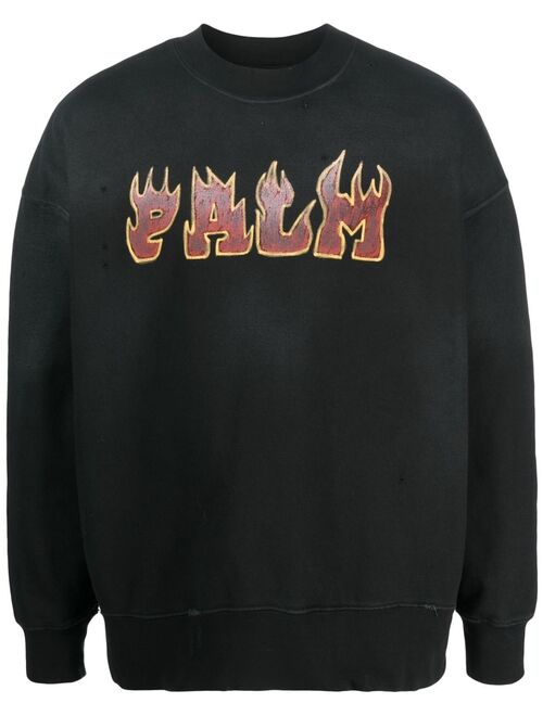 Palm Angels Logo Flames cotton sweatshirt