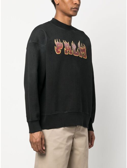 Palm Angels Logo Flames cotton sweatshirt