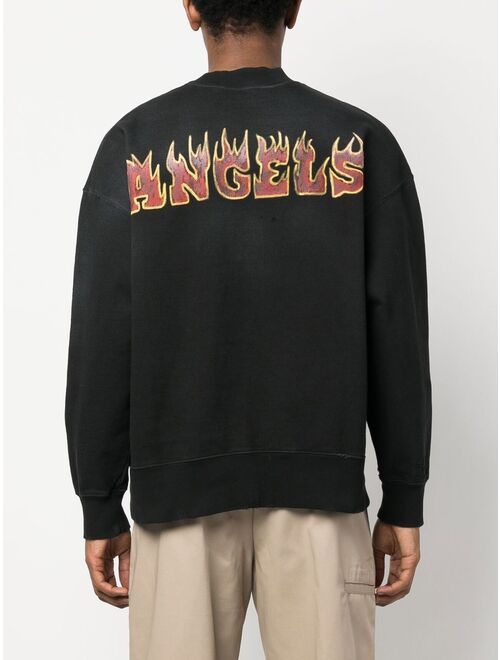 Palm Angels Logo Flames cotton sweatshirt