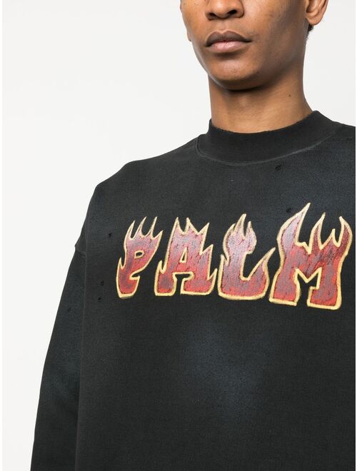 Palm Angels Logo Flames cotton sweatshirt