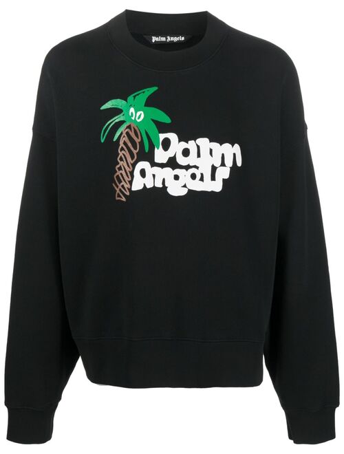 Palm Angels logo-print organic cotton sweatshirt