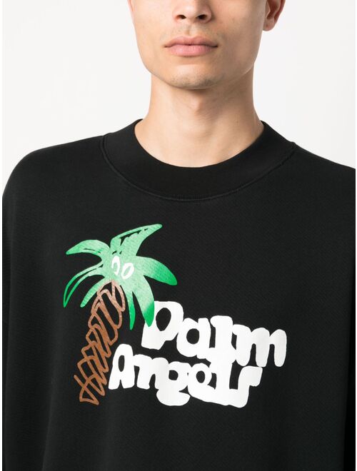 Palm Angels logo-print organic cotton sweatshirt