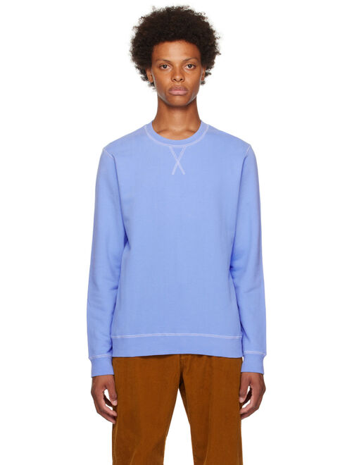 Sunspel Blue V-Stitch Sweatshirt