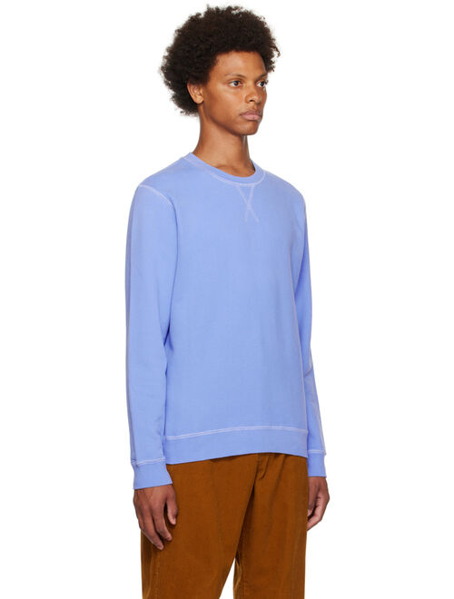 Sunspel Blue V-Stitch Sweatshirt