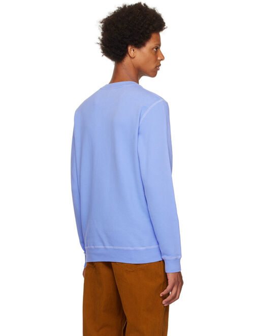 Sunspel Blue V-Stitch Sweatshirt