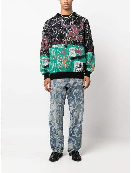 WACKO MARIA Jean-Michel Basquiat intarsia-knit jumper