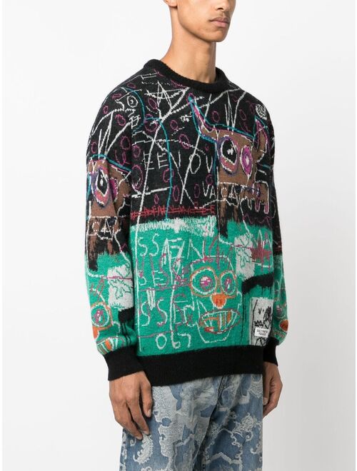 WACKO MARIA Jean-Michel Basquiat intarsia-knit jumper