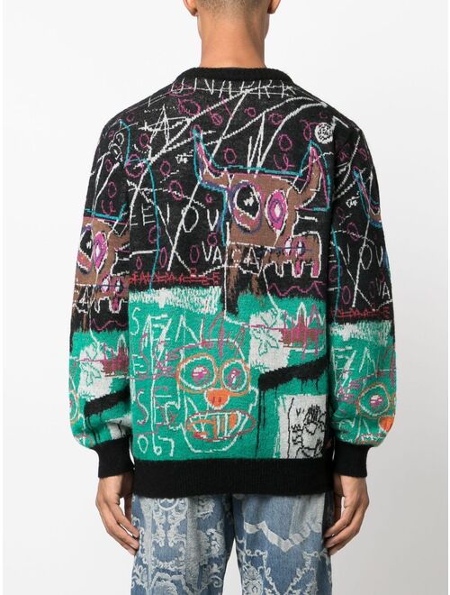 WACKO MARIA Jean-Michel Basquiat intarsia-knit jumper