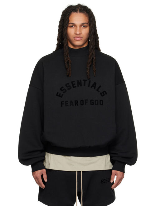 Essentials Black Bonded Sweatshirt