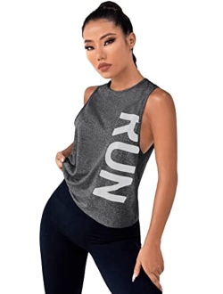 Women's Workout Tank Tops Letter Graphic Athletic Yoga Running Tank Shirts