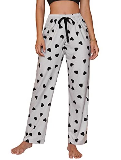 SOLY HUX Plaid Pajama Pants for Women Straight Leg High Waist Lounge Pants Casual Sleepwear PJ Bottom