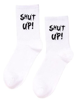 Women's Letter Graphic Casual Crew Socks Athletic Running Socks