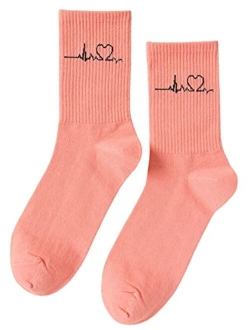 Women's Letter Graphic Casual Crew Socks Athletic Running Socks